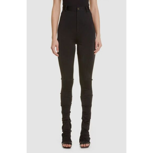 ET OCHS Pants - ET OCHS Womens Black Zippered Pocketed Ruched Center Seam Skinny Pants 0